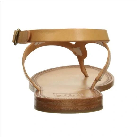 Frye Ruth Whipstitch Flat Brown Leather Sandal - Picture 4 of 11